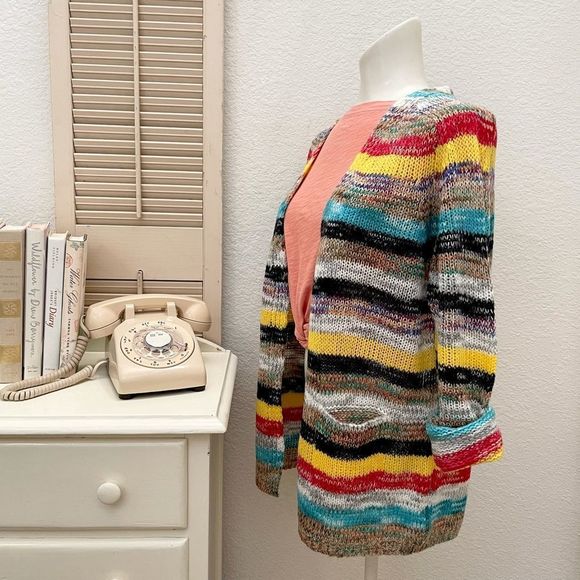 MISSLOOK Colorful Striped Knit Open Cardigan. Medium, NWOT - Picture 6 of 9